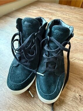 Sorel Black Suede Lace-Up High-Top Sneakers